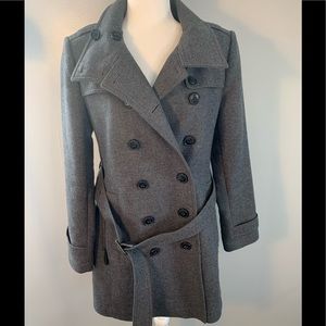 BURBERRY DESIGNER CHARCOAL GREY PEACOAT TRENCH 14